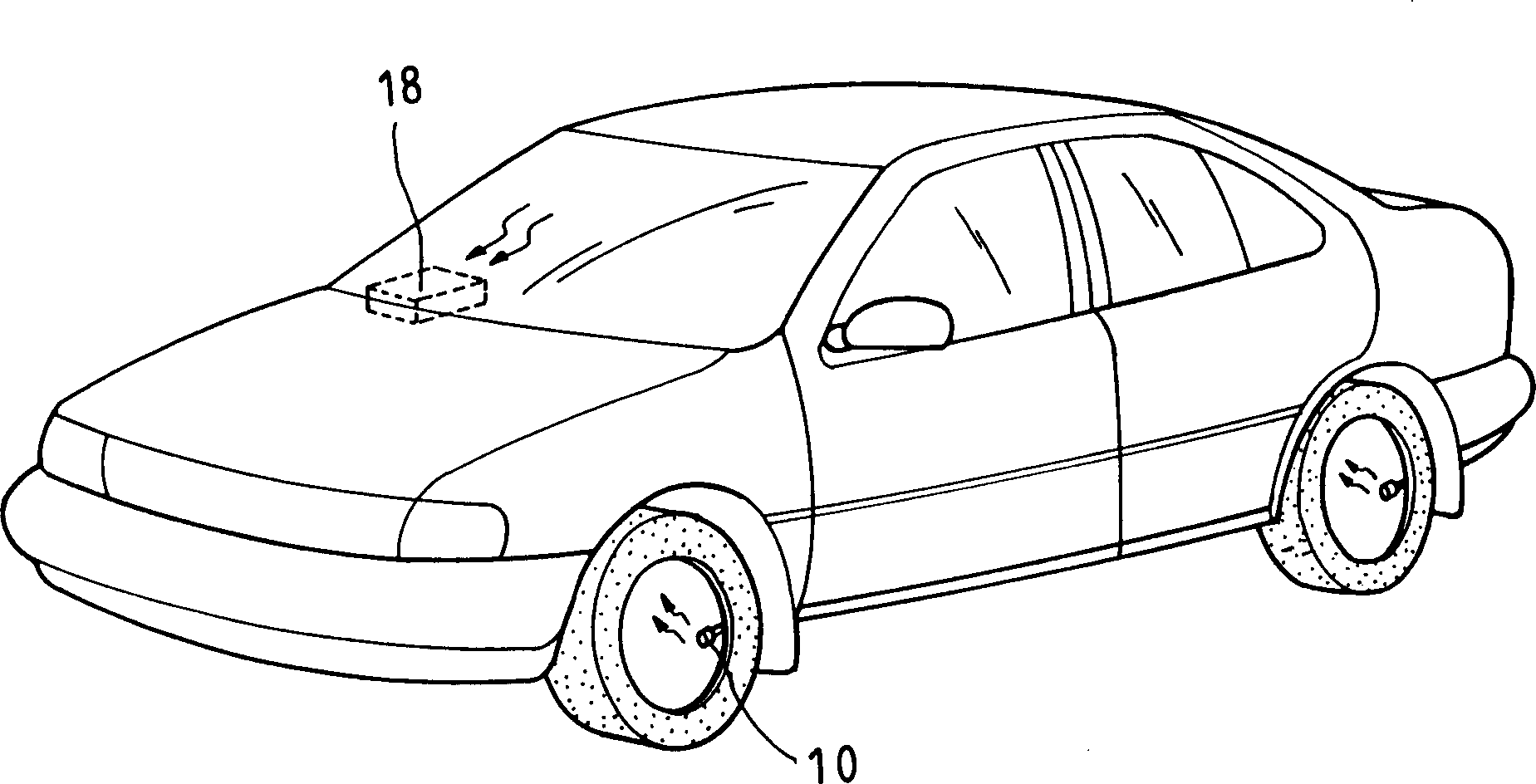 Tyre pressure detecting and warning device