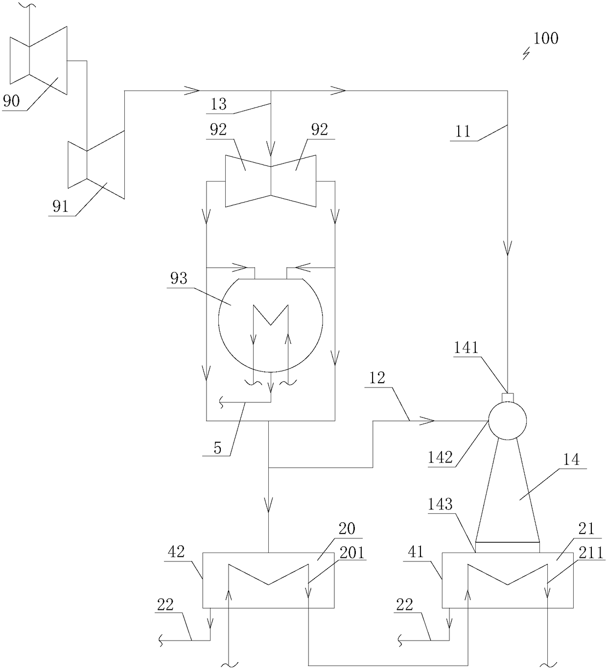 Indirect air cooling unit steam exhaust utilization device