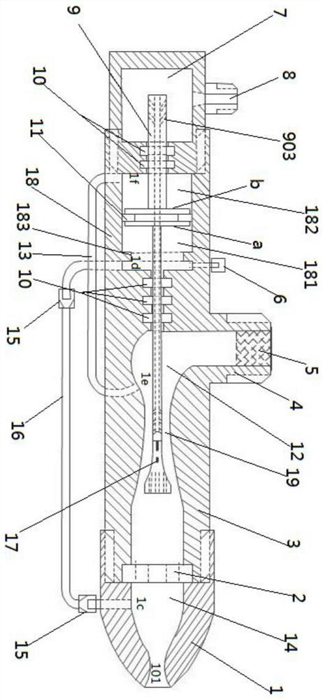 A pressure-adjustable pressure-stabilizing nozzle