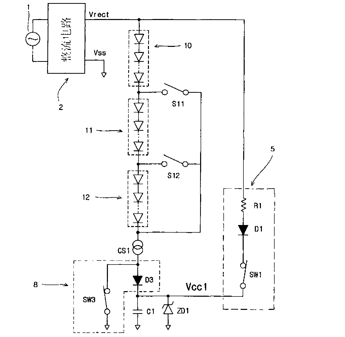 Led lighting device including a highly-efficient power supply