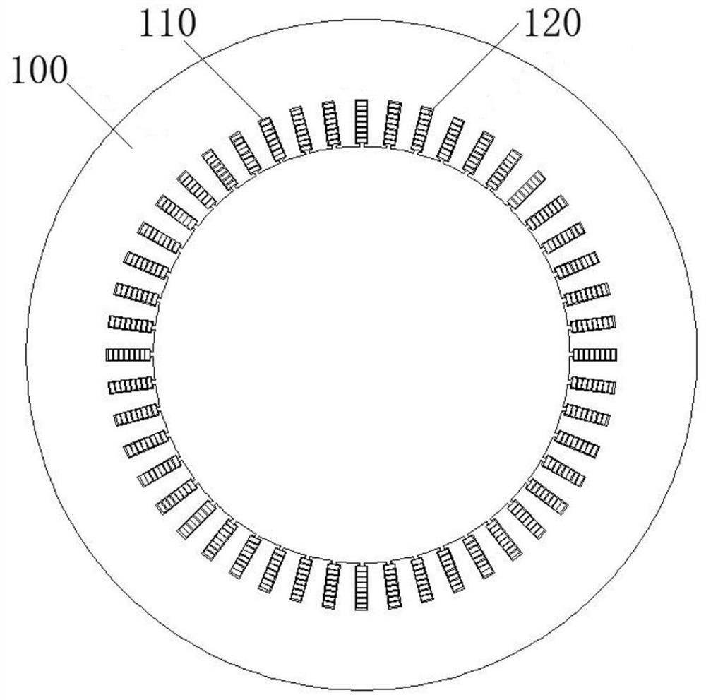 Four-branch flat wire conductor stator winding and motor