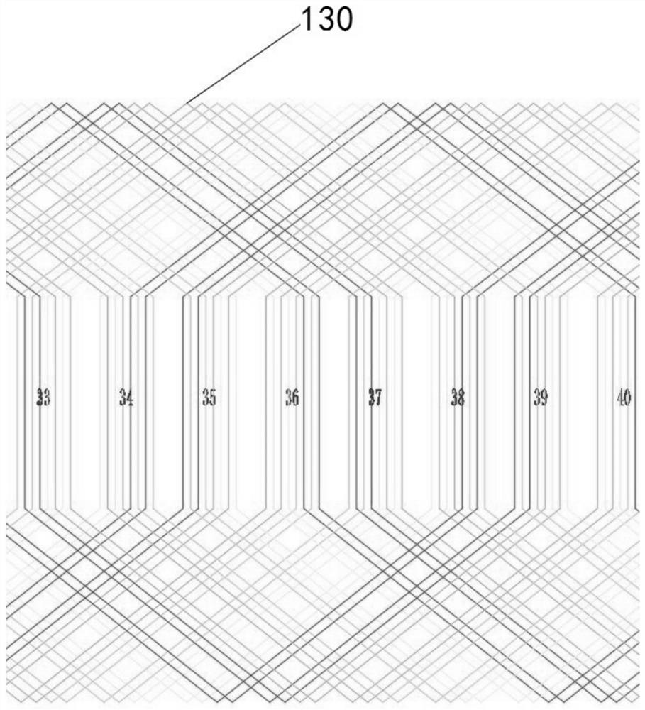 Four-branch flat wire conductor stator winding and motor