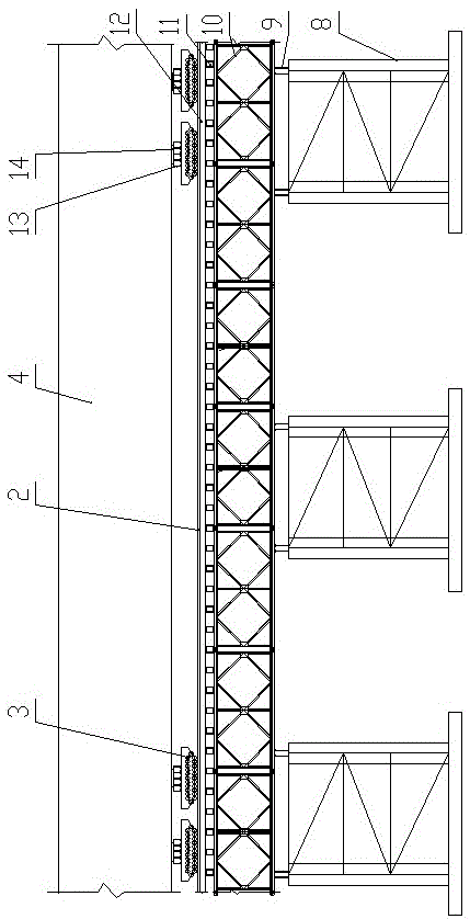 Reverse pulling device for pulling construction of long-span steel truss beams