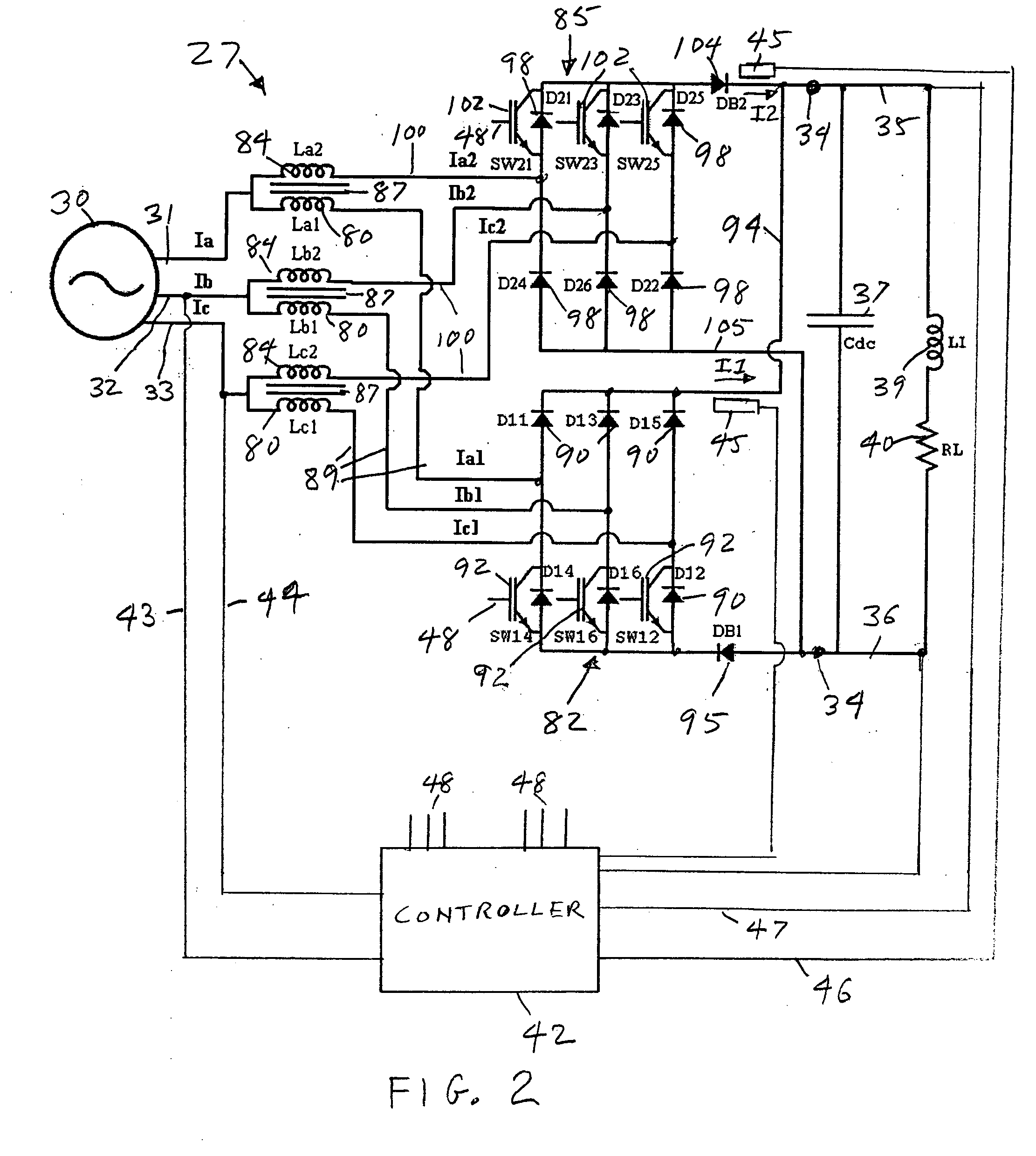 Boost rectifier with half-power rated semiconductor devices