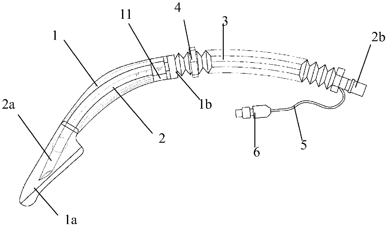 A convertible built-in endotracheal tube and laryngeal mask combined ventilation device