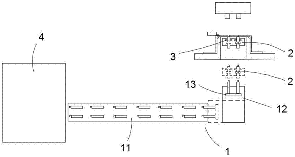 Feeding device for shaft riveting