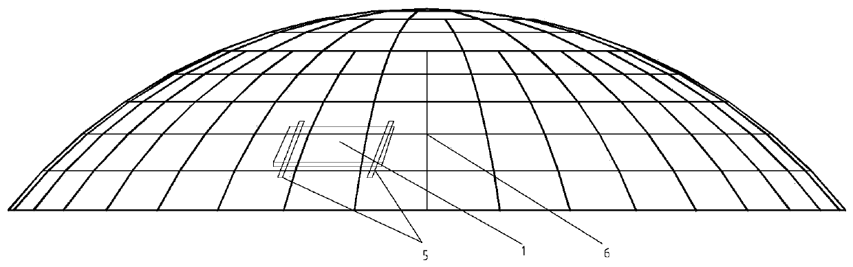 Installation and construction device for curved roof glass curtain wall