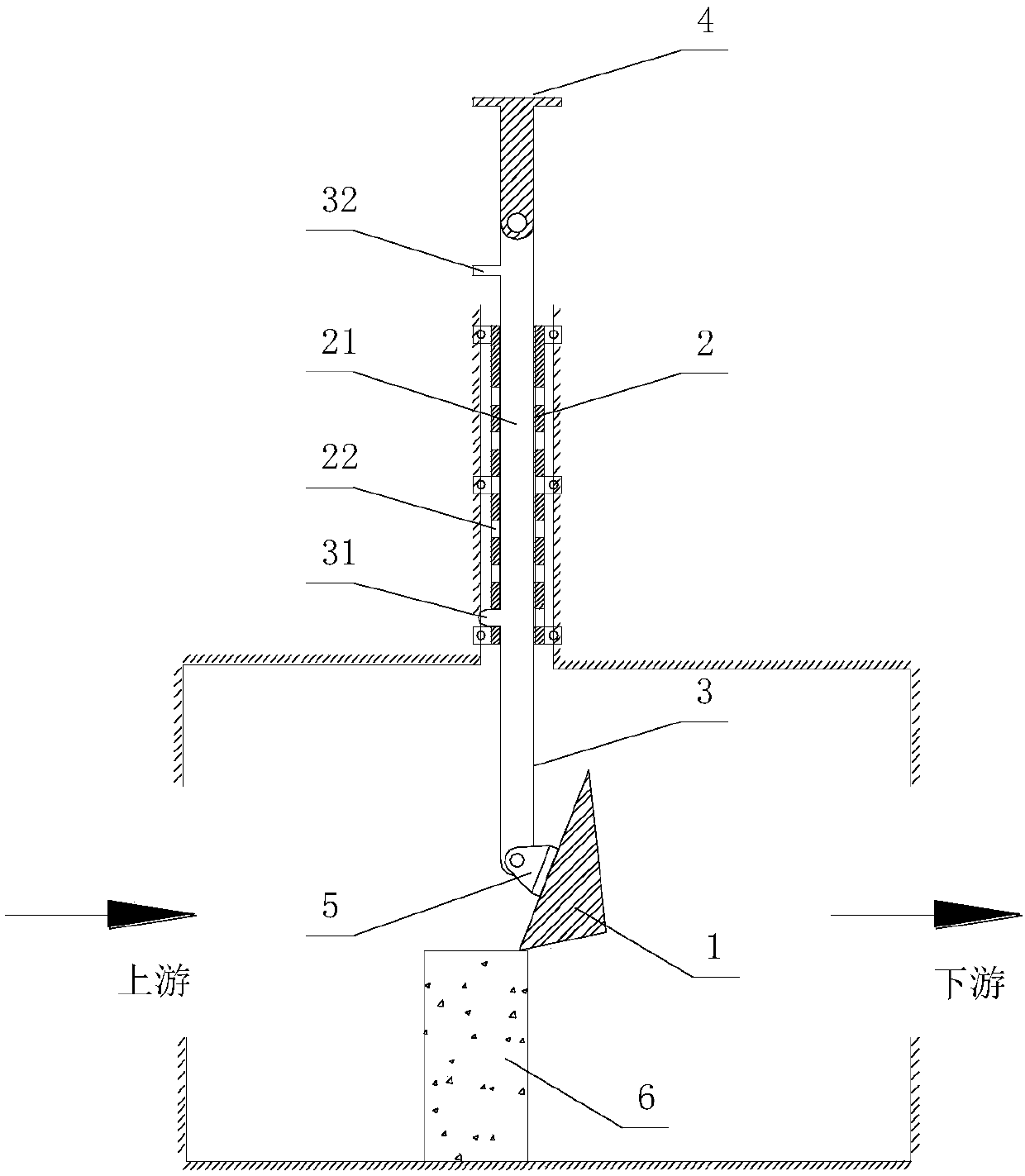 Weir gate limiting device, catch basin and weir gate provided with limiting device