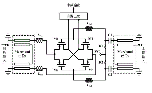 Wide/intermediate frequency MMW (Millimeter Wave) double-balance passive frequency mixer