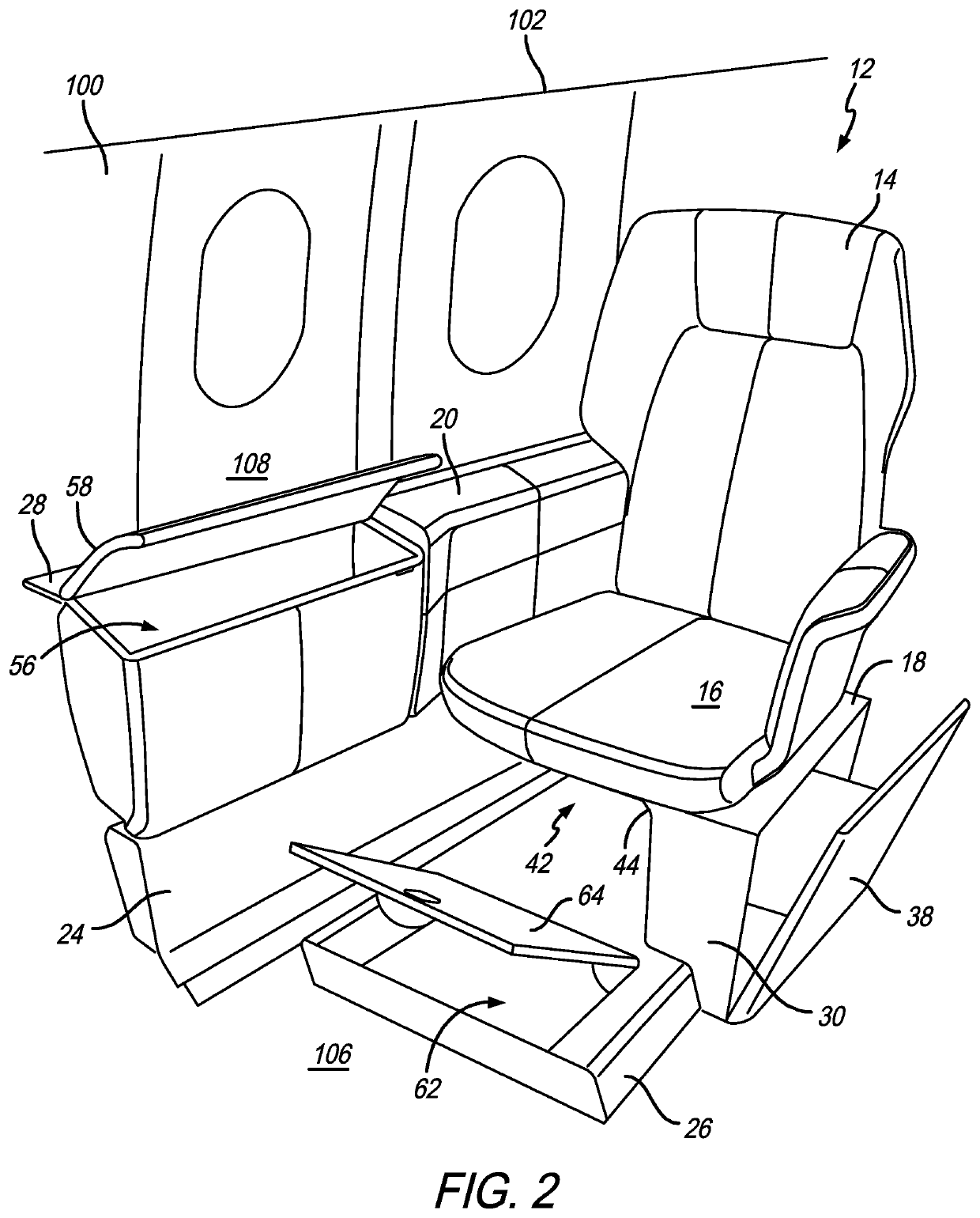 Vehicle business class seat and stowage system