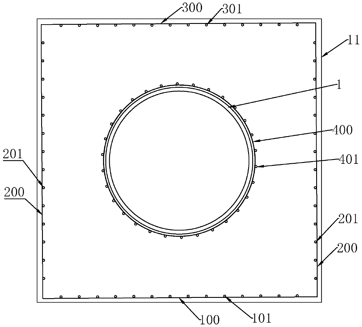 One-time pouring large-caliber steel pipe concrete encapsulating method