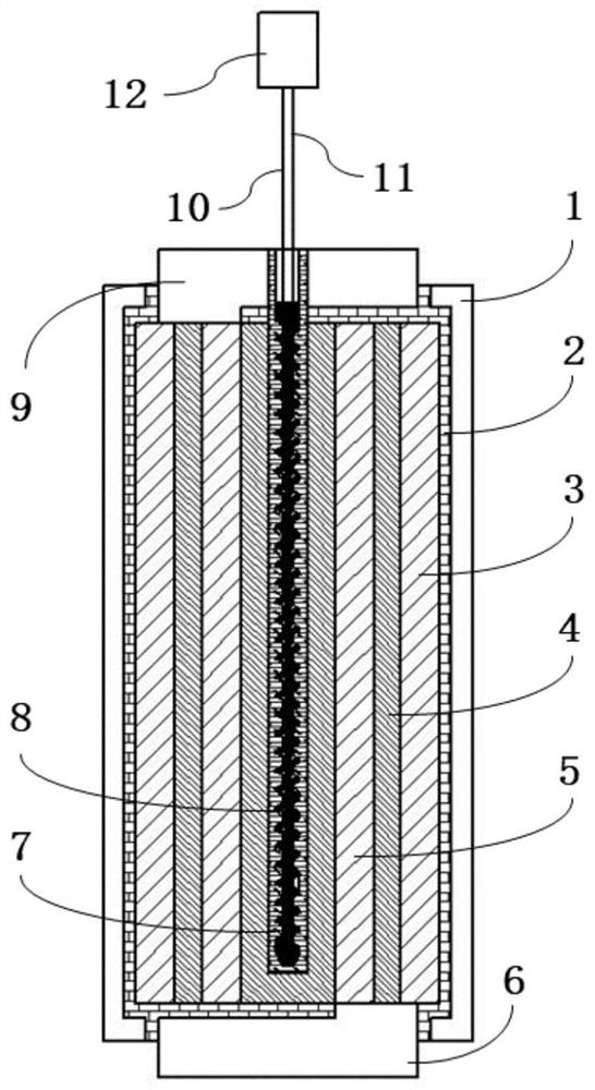 A solid-state lithium battery based on a spiral heating rod, its heating device, and its heating control method