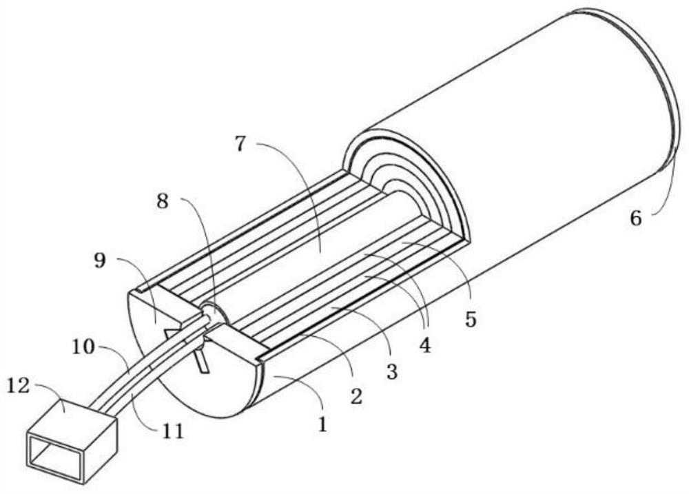 A solid-state lithium battery based on a spiral heating rod, its heating device, and its heating control method