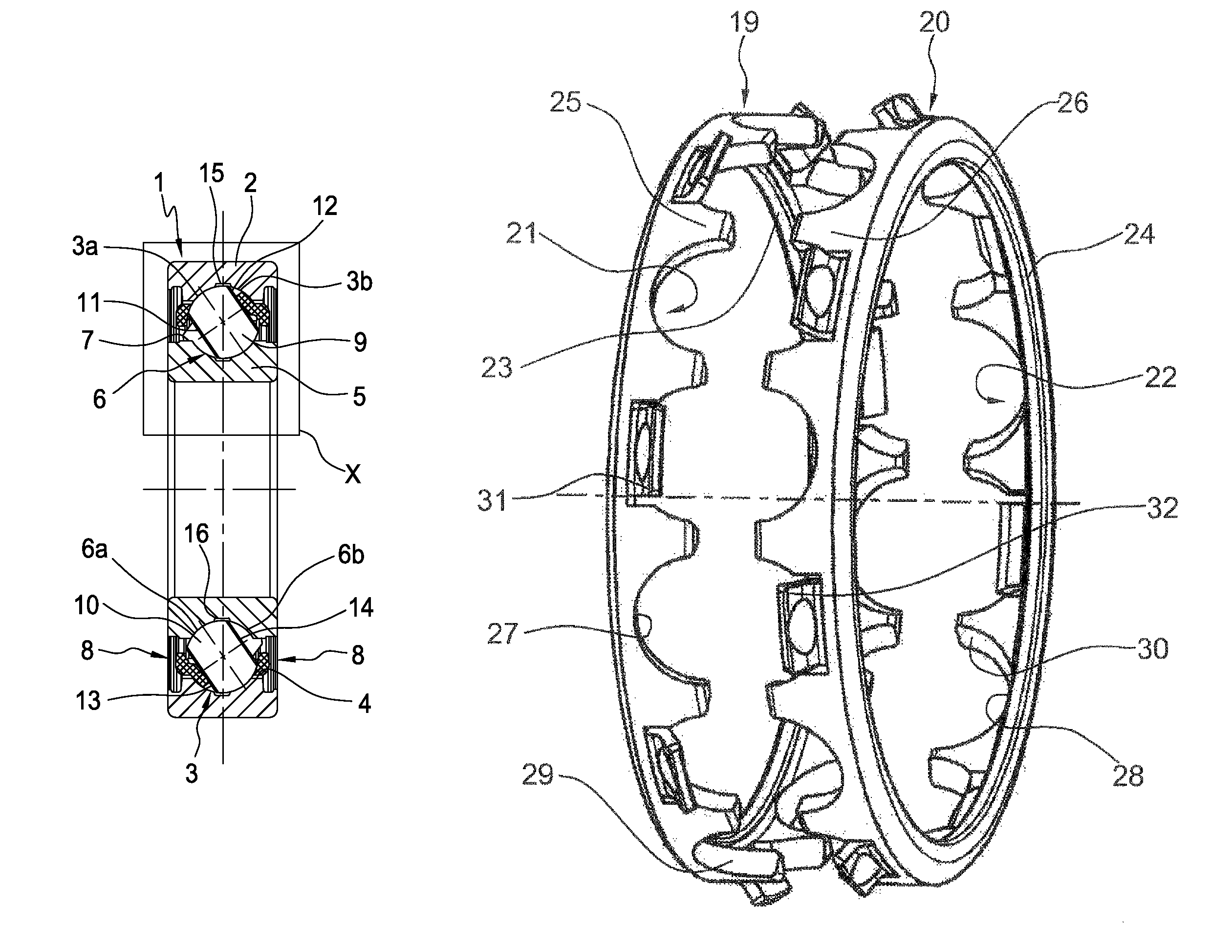 Ball roller bearing, in particular for absorbing combined radial and axial loads