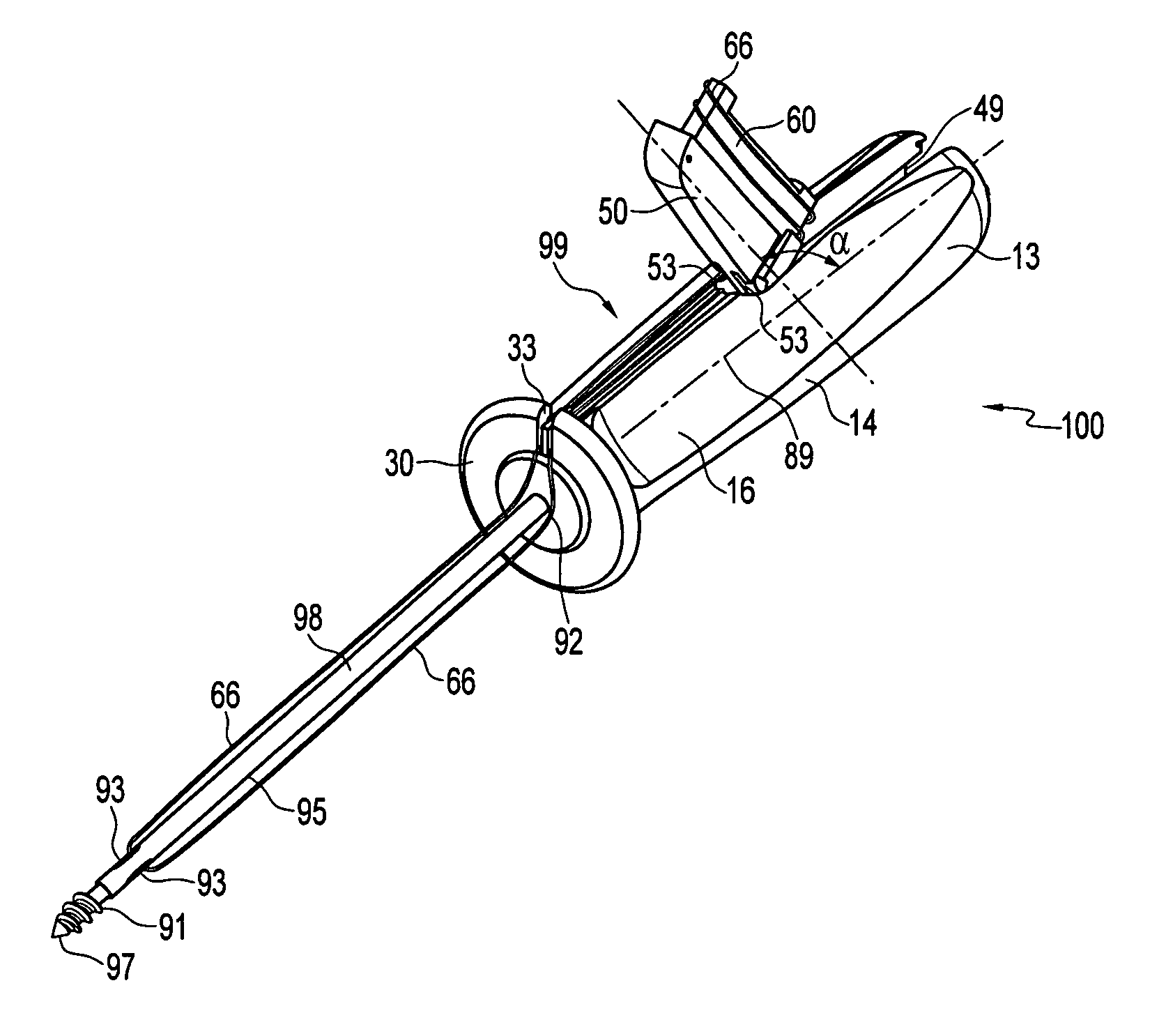 Instrument handle for storing suture and needles