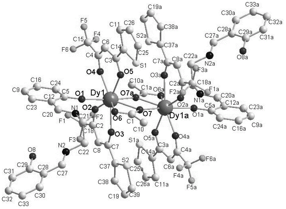 Single molecular magnet Dy2 (salen) 2 (tta) 4 (OAc) 2 and preparation method of single molecular magnet