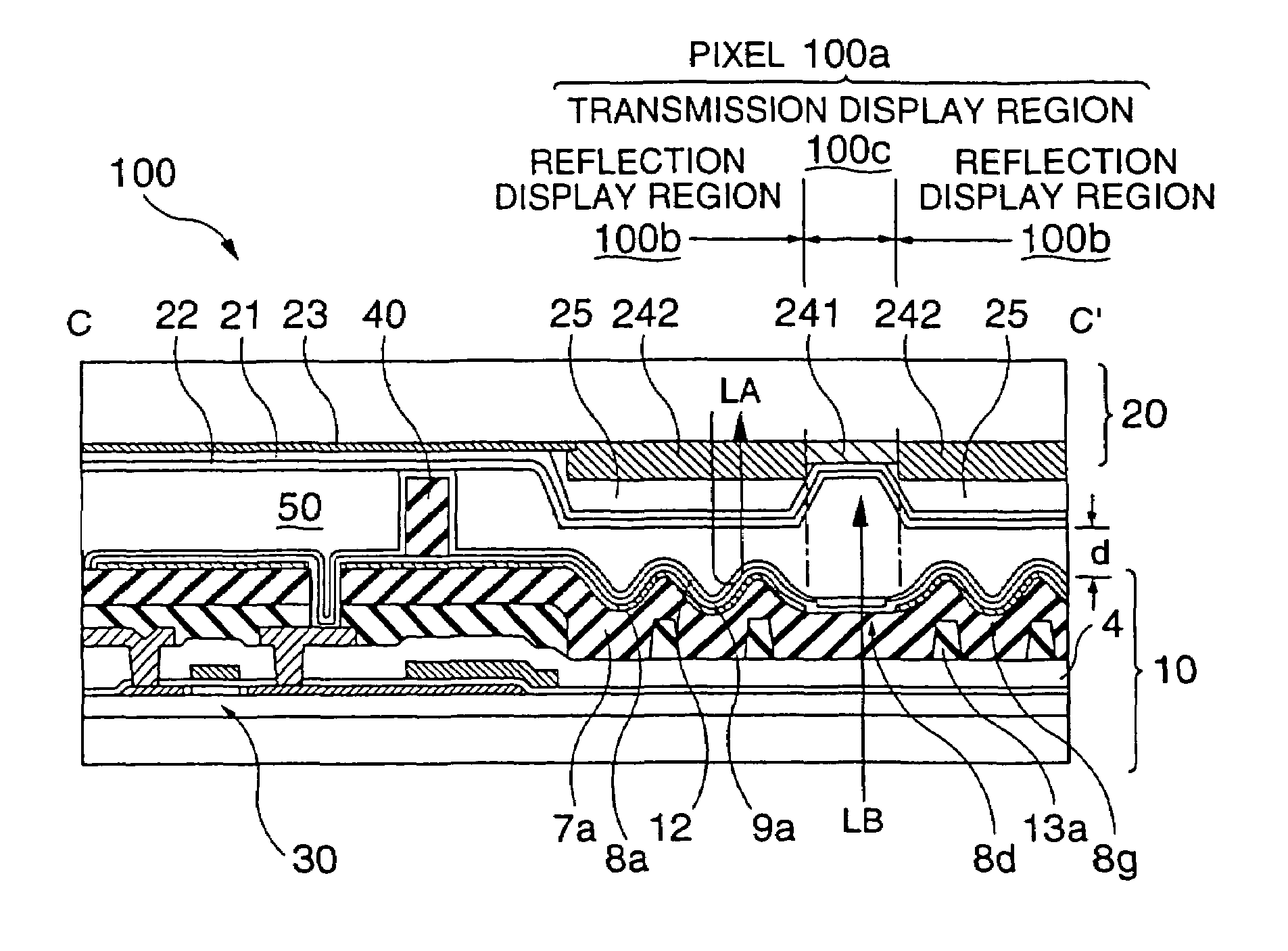 Transflective liquid crystal device and electronic apparatus using the same