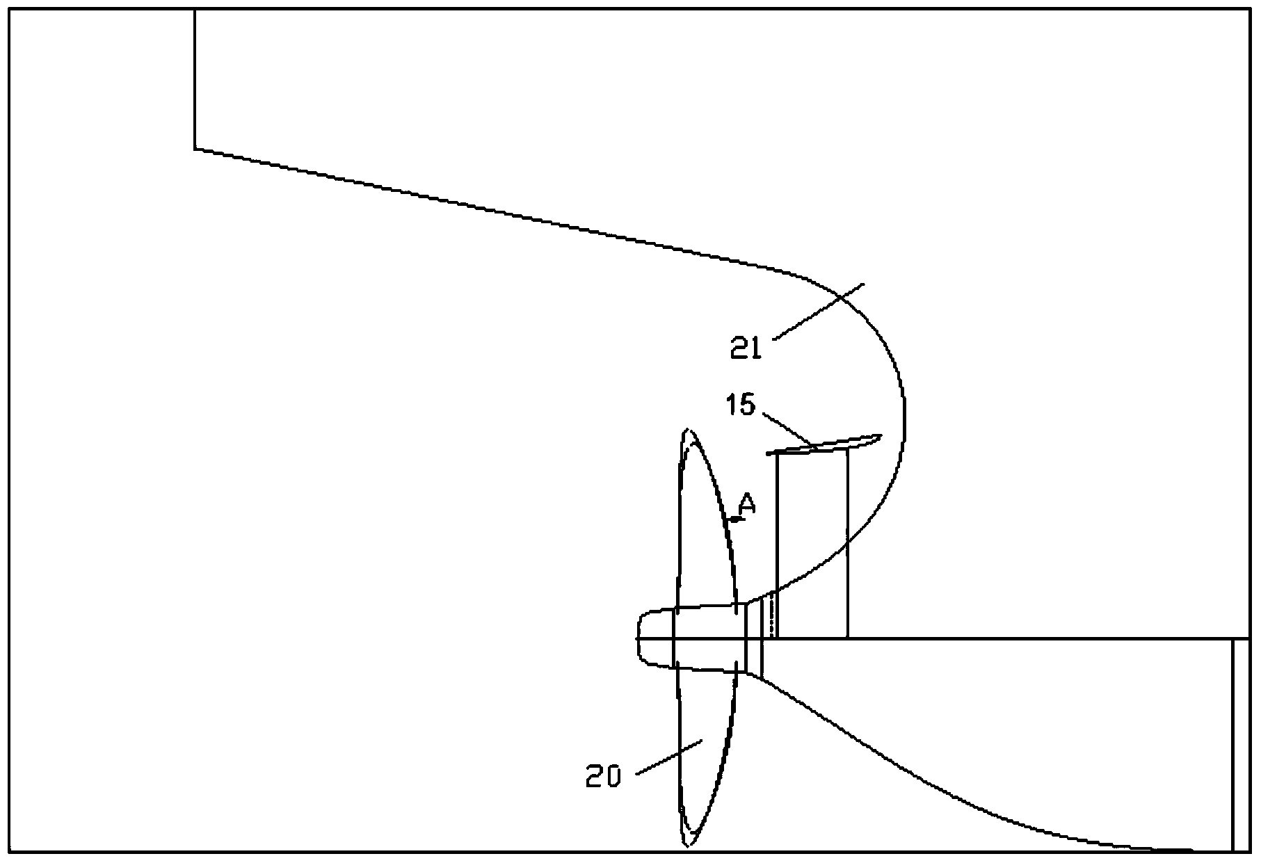 Prerotation fan-shaped conduit for right-handed single-screw ship