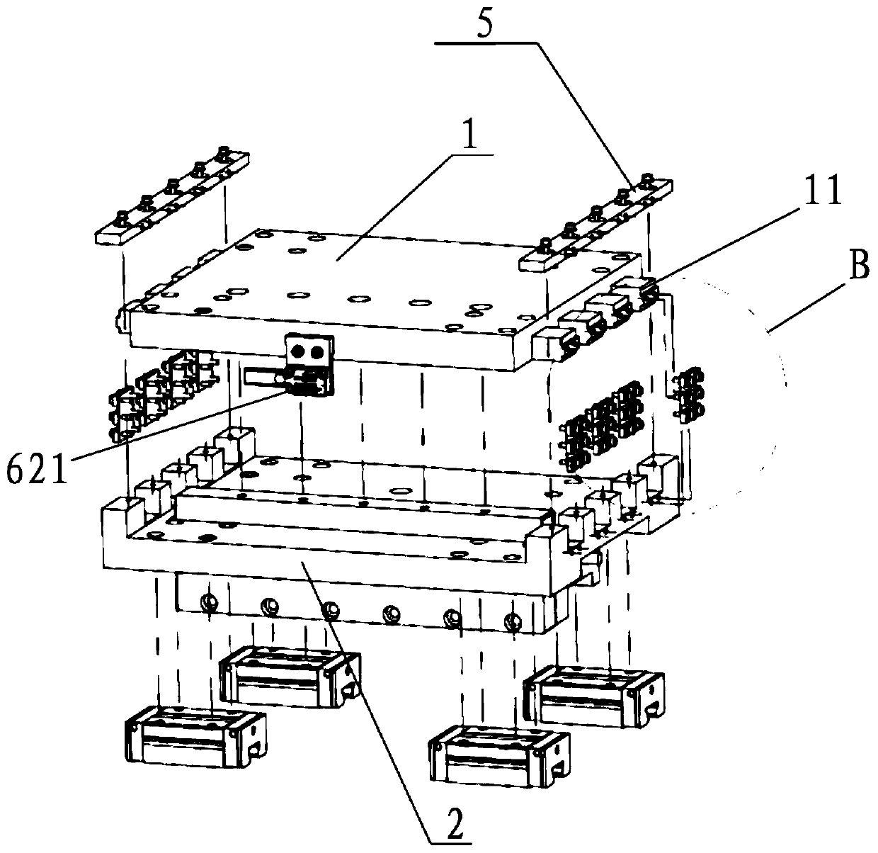 Easy-to-maintain rigid-flexible coupling platform structure and multi-degree-of-freedom motion platform composed of same