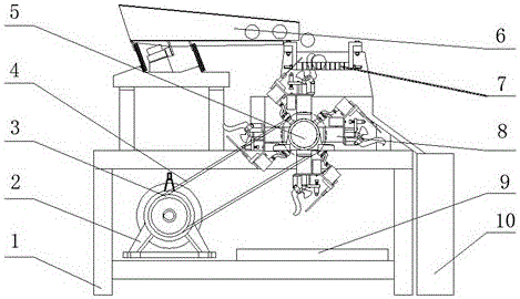 Pneumatic shell breaking device for fresh camellia oleifera fruits and camellia oleifera fruit shell breaking machine using device