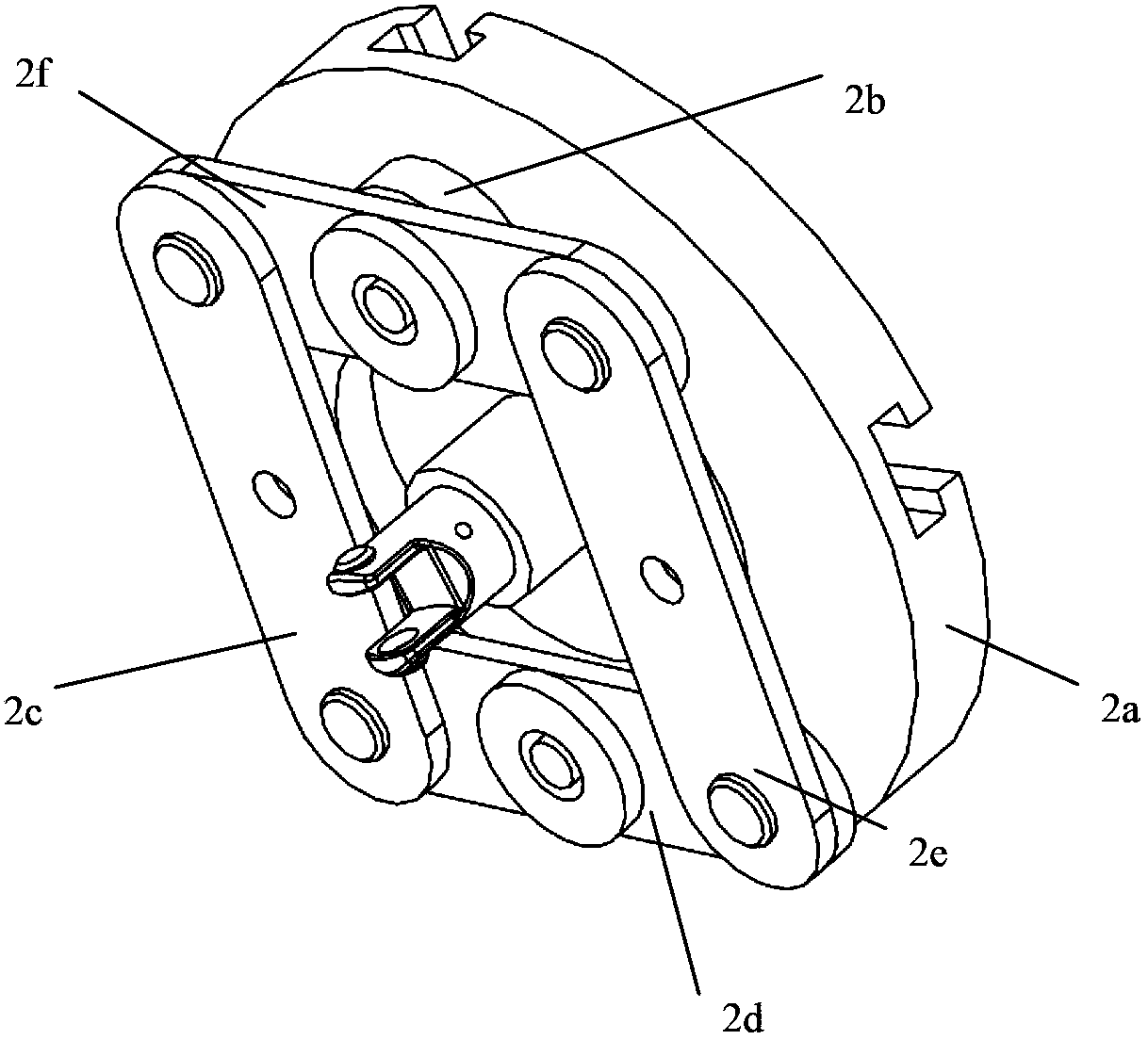 Spatial three-dimensional rotation parallel mechanism