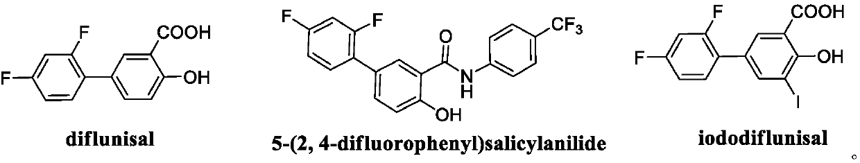 Method for synthetizing diflunisal and derivative thereof through one-step method