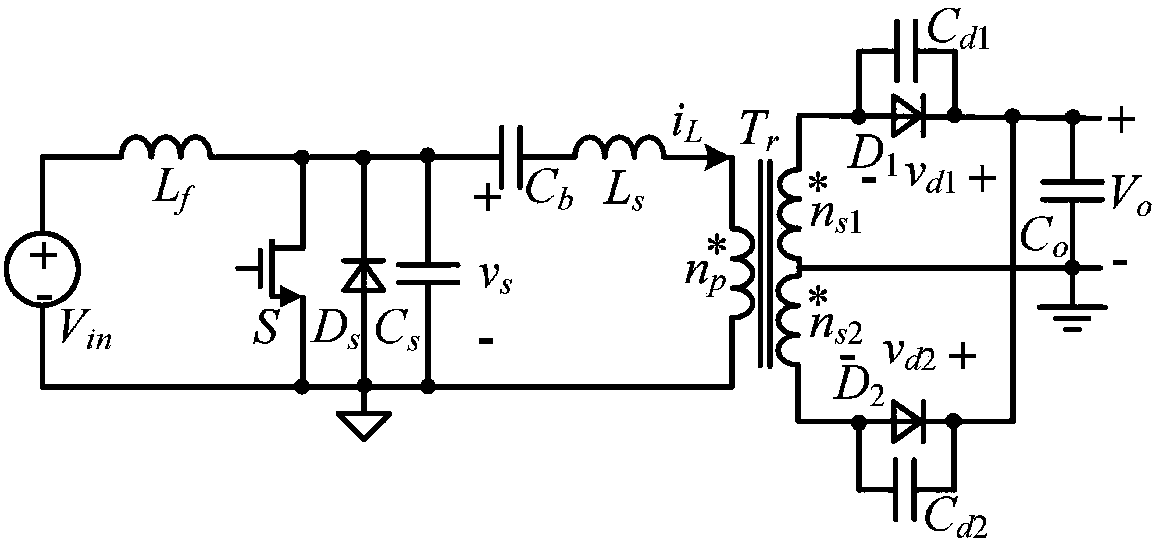 High-frequency soft-switching resonant DC converter and voltage gain calculation method