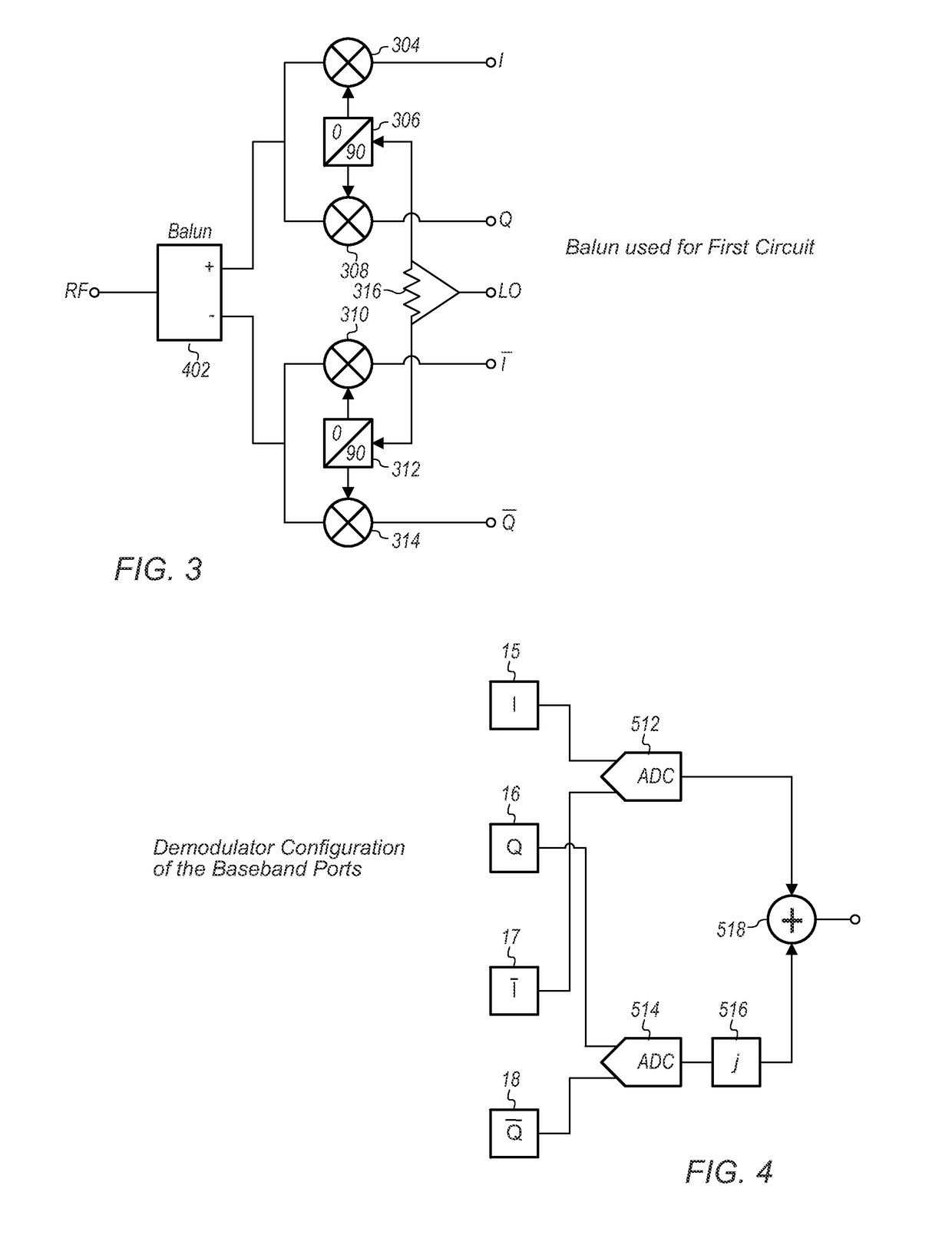 I/Q modulator and demodulator with wide instantaneous bandwidth and high local-oscillator-port-to-radio-frequency-port isolation