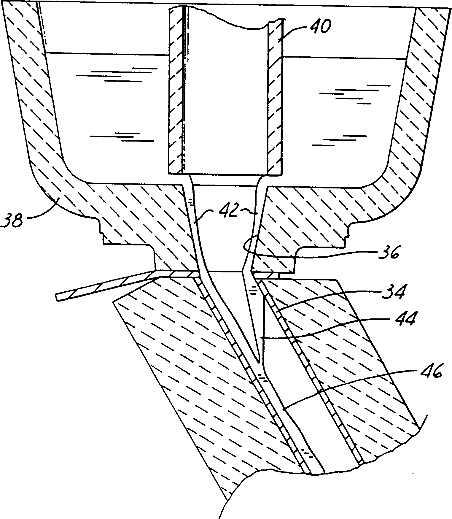 Method and apparatus for delivering cased glass stream