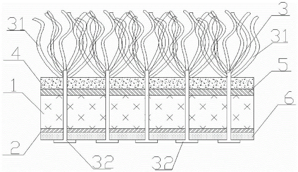 A kind of artificial turf with diffuse reflection function and preparation method thereof