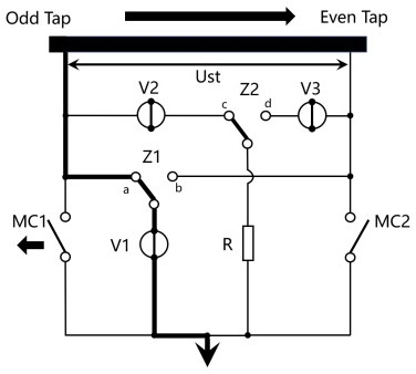 Transition circuit of on-load tap-changer and control method