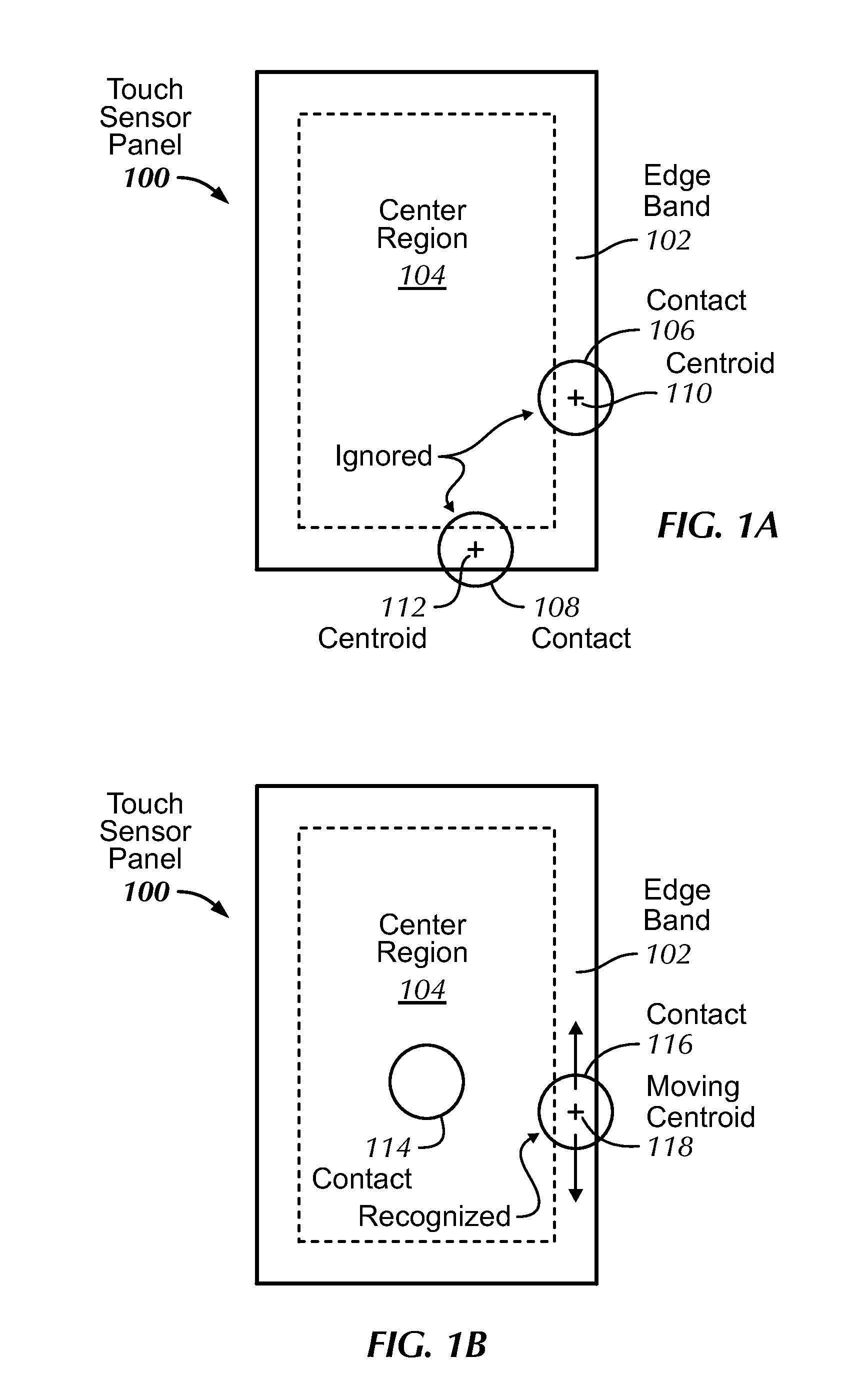 Selective rejection of touch contacts in an edge region of a touch surface