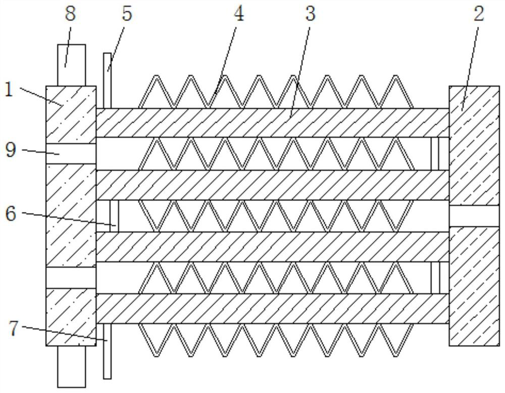 Water-cooled parallel flow heat exchanger with rows of flat pipes