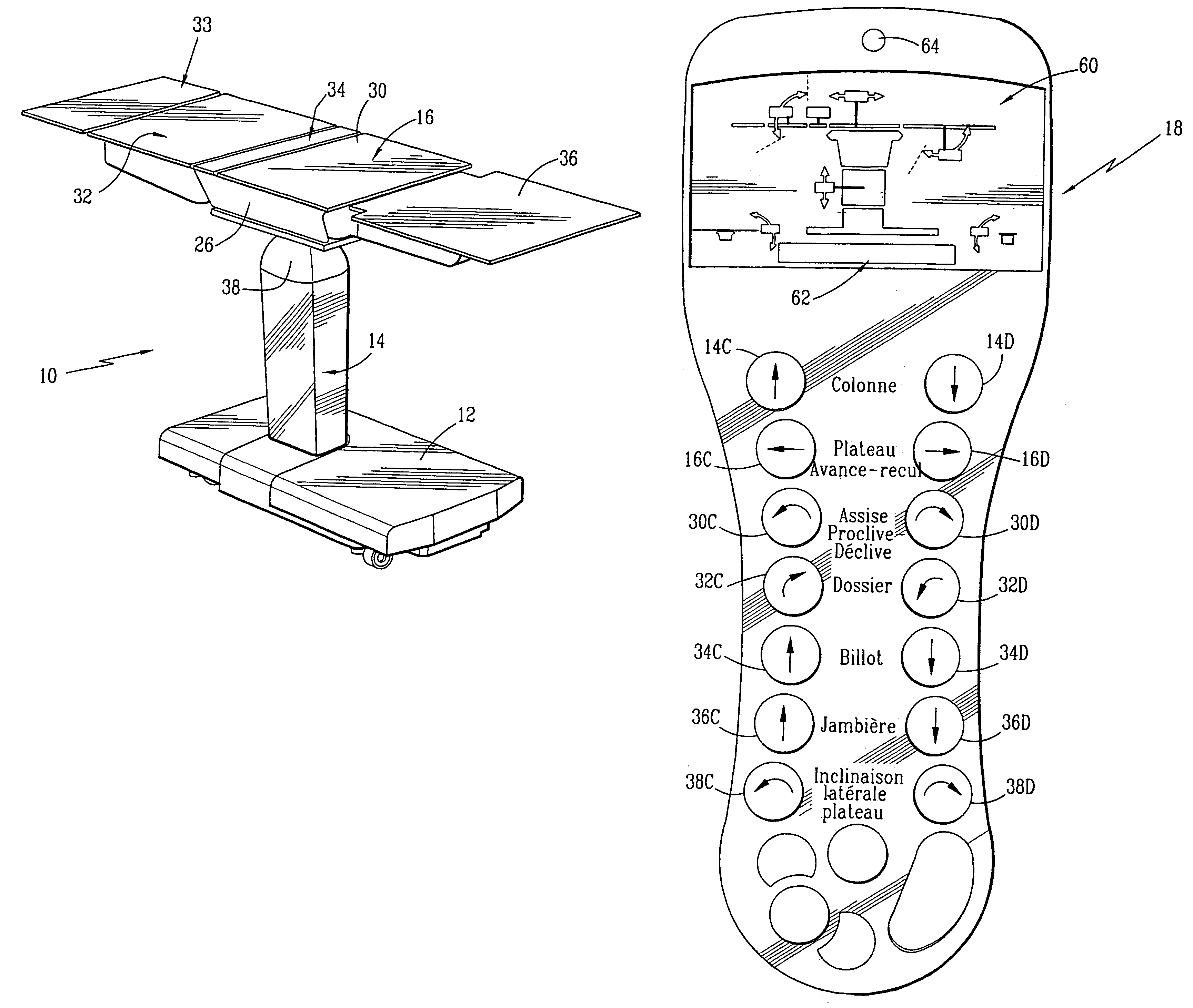 Motorized operating table with multiple sections