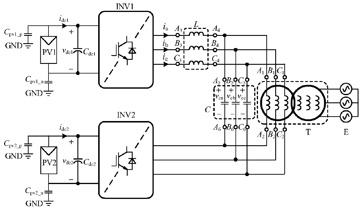 Control method of independent direct-current bus open-winding double-inverter photovoltaic power generation system