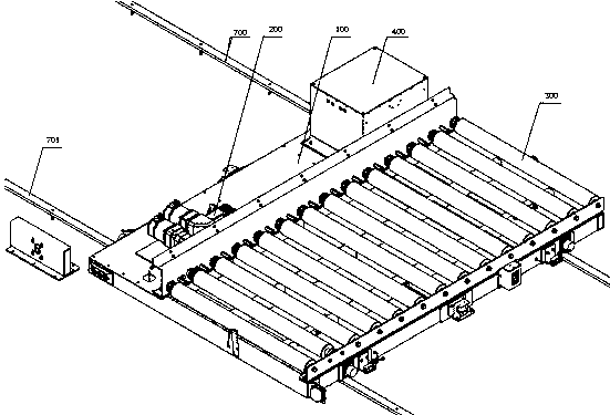 Lithium battery-powered bi-directional-movement rail guided vehicle