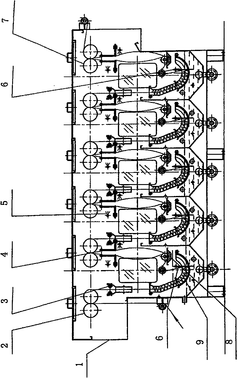 Stacked water-cleaning tank for knitting tubular open width refining rinsing combination machine