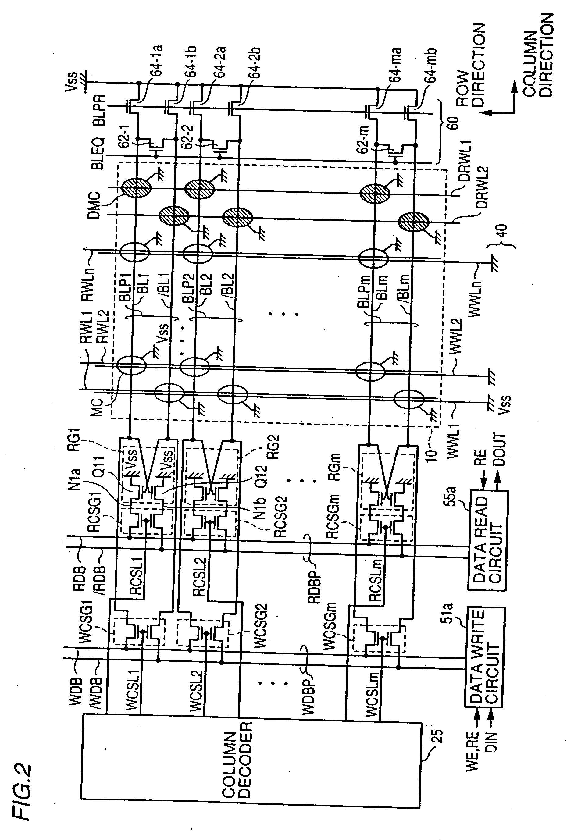 Thin film magnetic memory device including memory cells having a magnetic tunnel junction