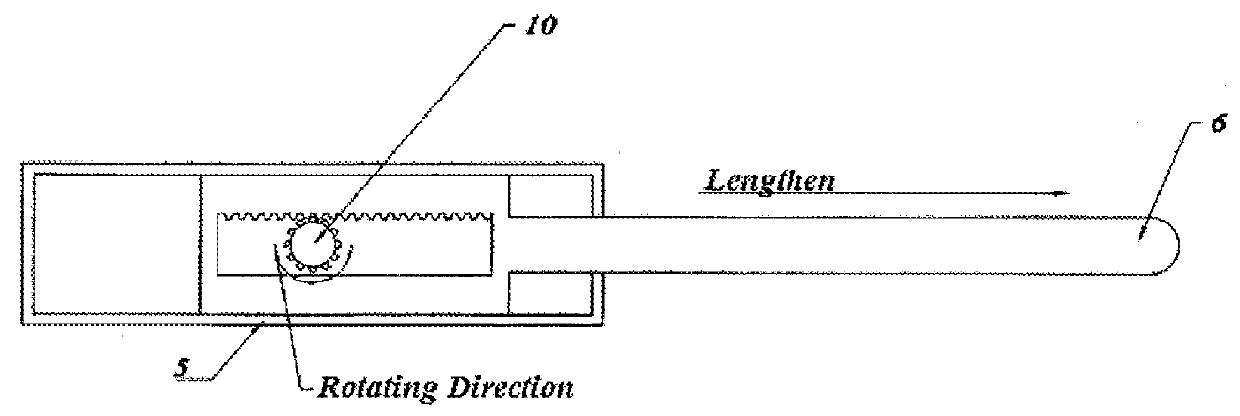 Moving apparatus based on bearing points created by end of lever arms with changable length