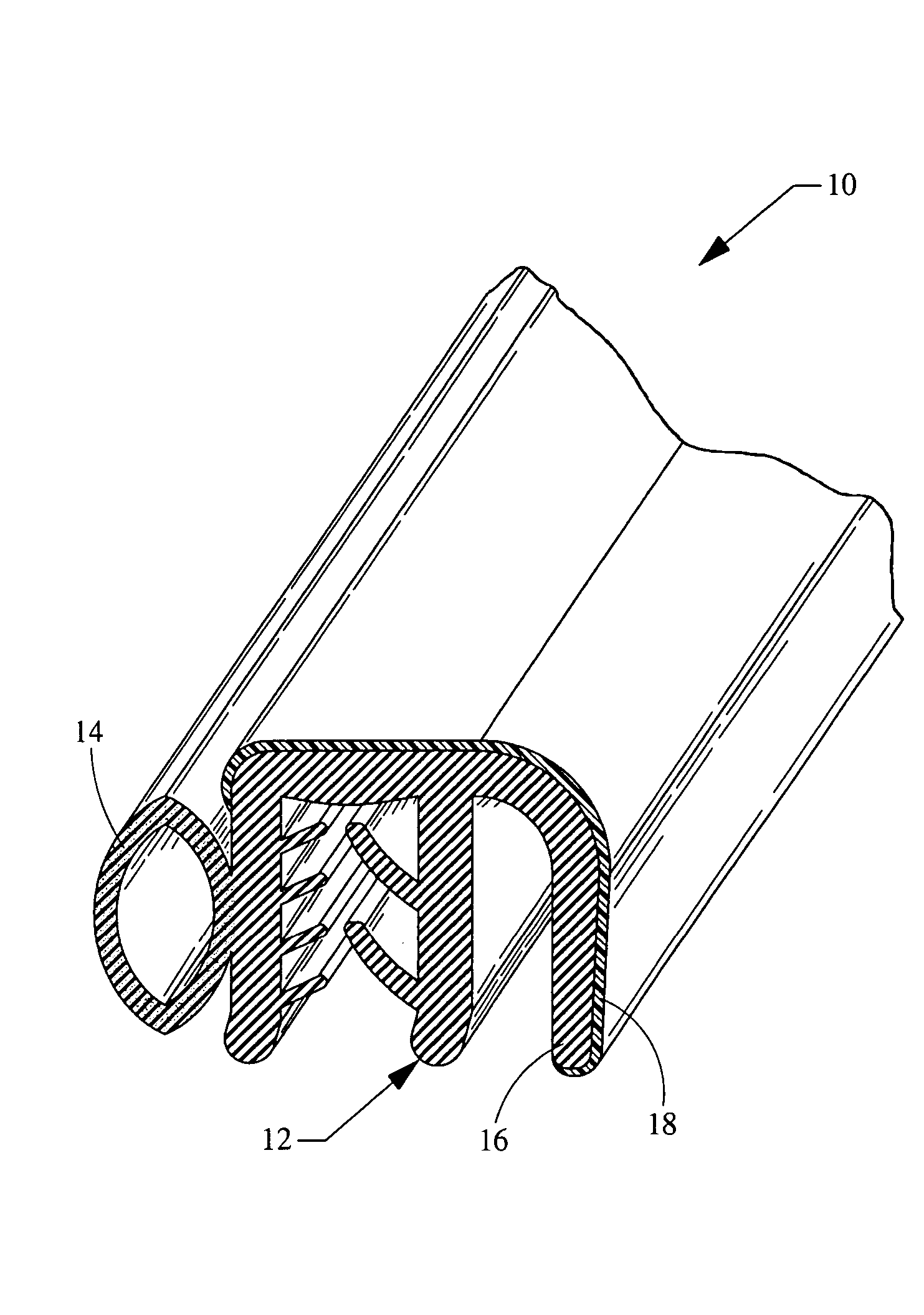 Composite extrusion for trim seal strip and method for forming same