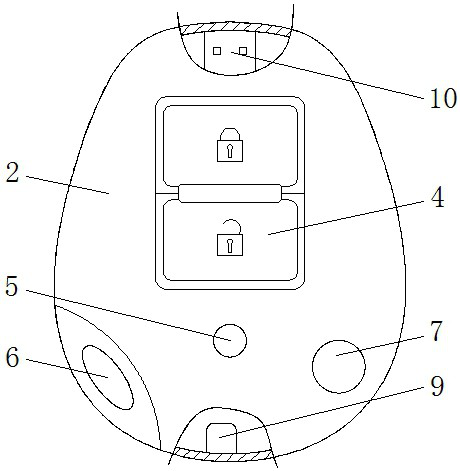 A two-button wireless remote control device for a car