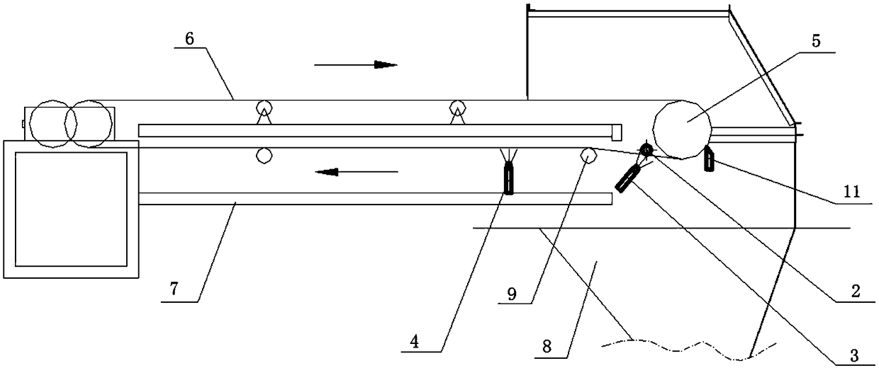 Conveyor belt cleaning device arrangement structure and cleaning method