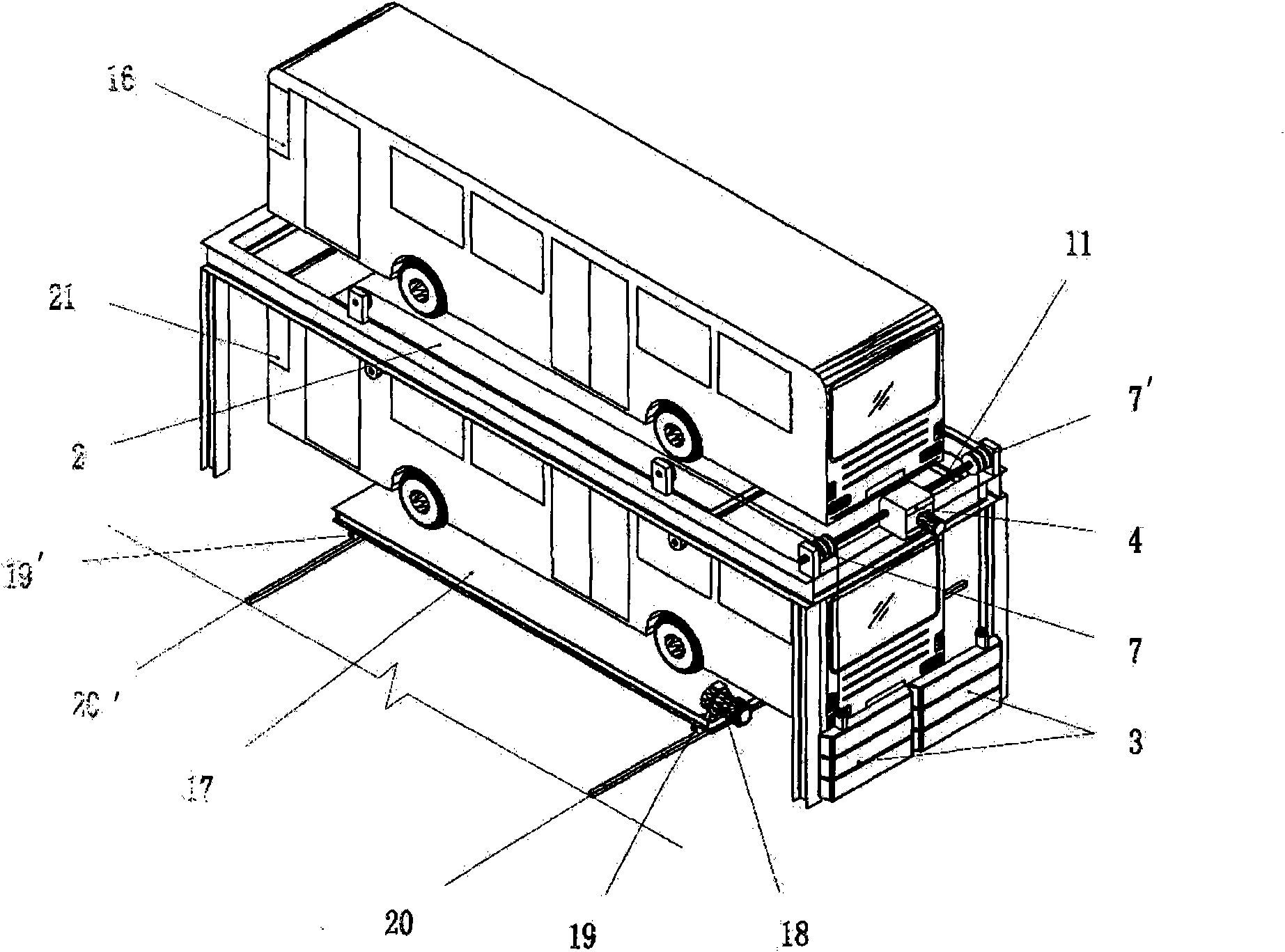 Intelligent stereoscopic parking system for motorbuses