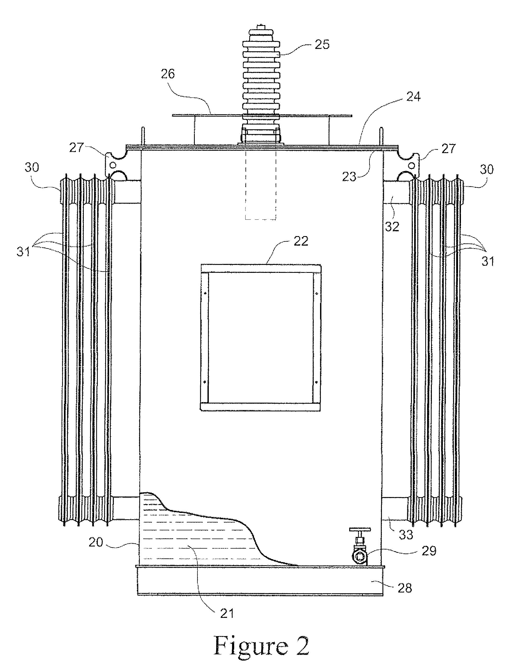 Apparatus and arrangement for housing voltage conditioning and filtering circuitry components for an electrostatic precipitator