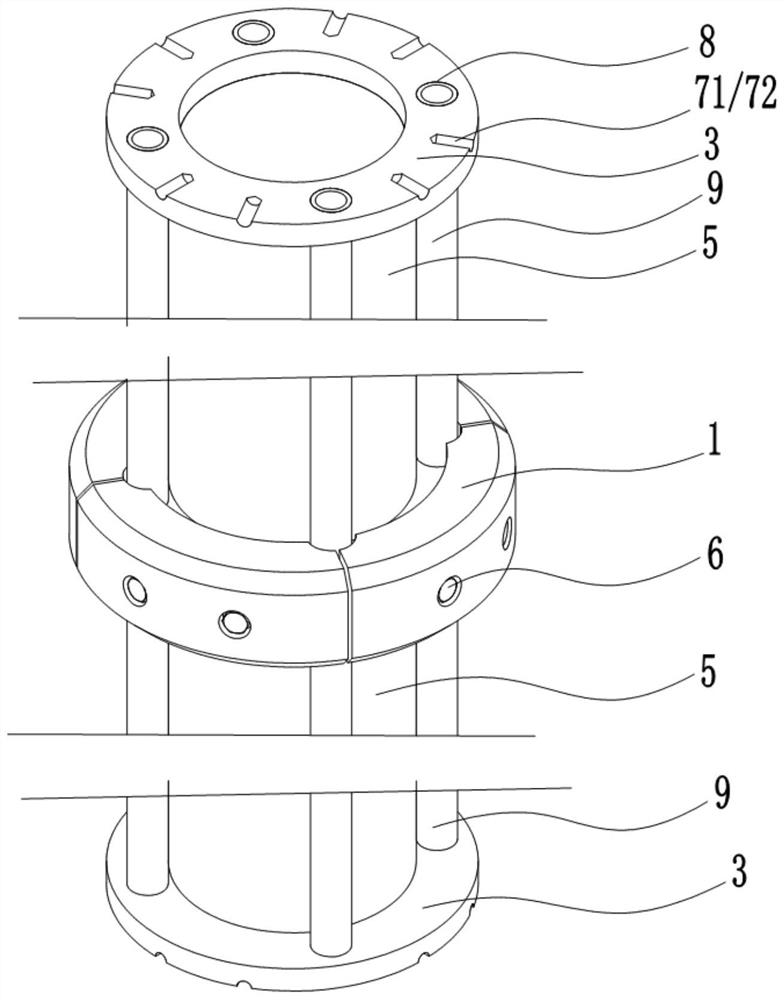 Marine drilling riser connecting device, assembling method and marine riser structure
