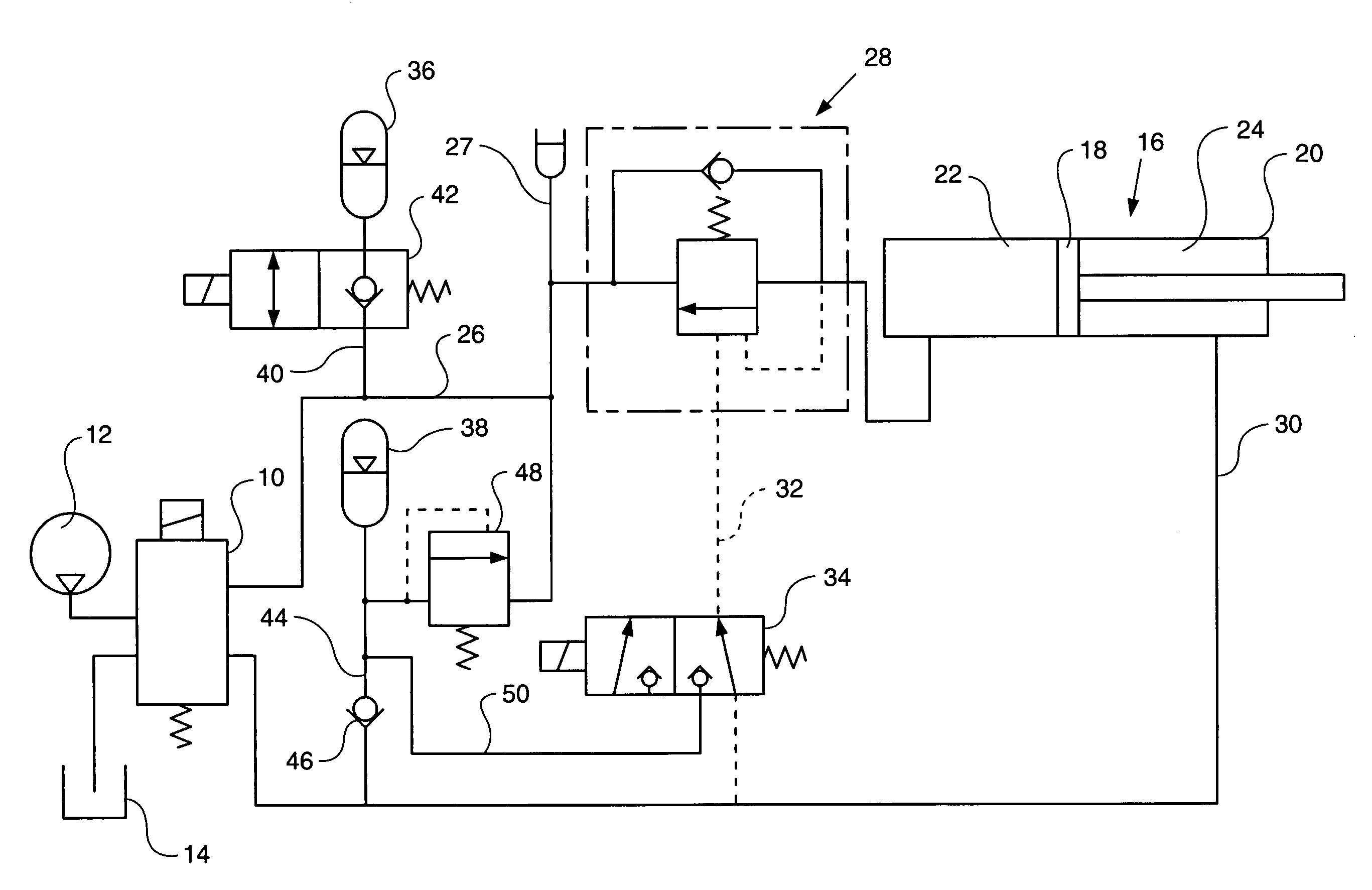 Ride control circuit for a work machine