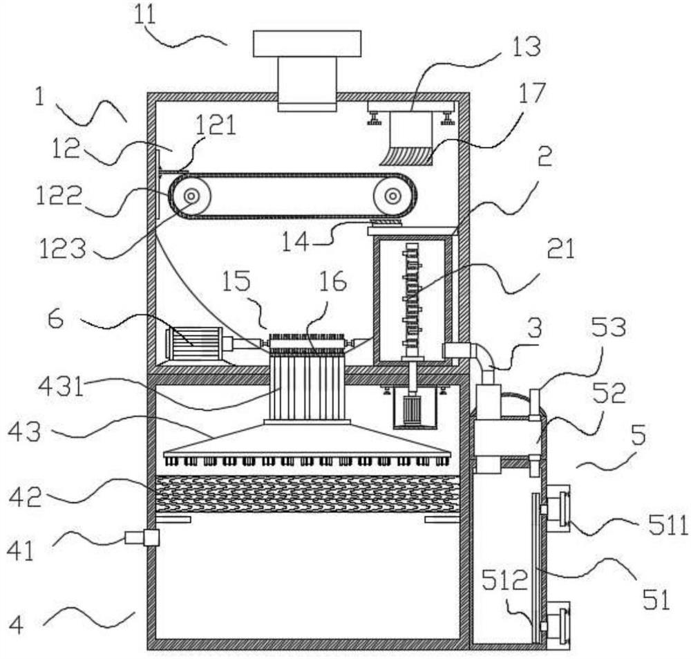 A device for discharging and purifying ship's domestic sewage during sailing