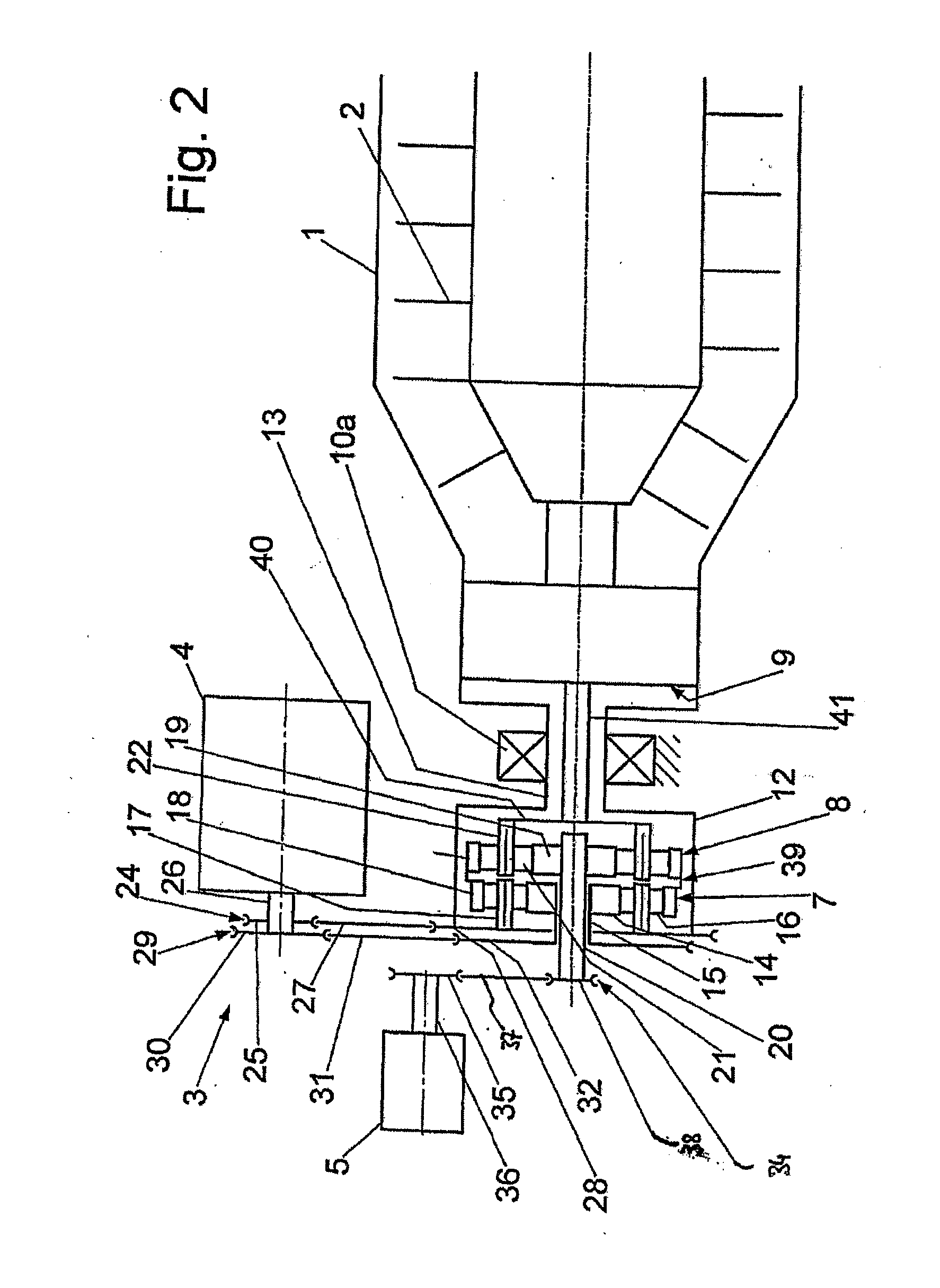 Helical conveyor centrifuge having a drive device