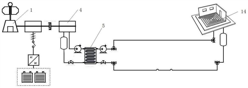 Seawater source heat pump heating device based on wind power magnetic eddy current and control method of seawater source heat pump heating device