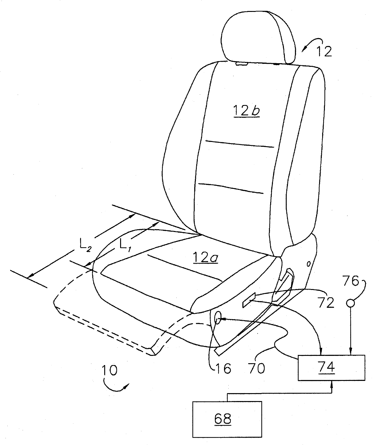 Active material actuated seat base extender